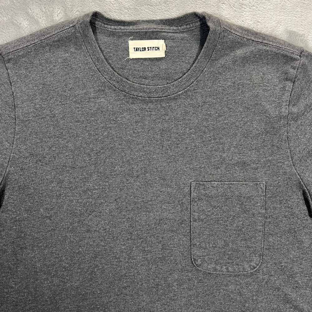 Taylor Stitch Heavyweight Pocket T Shirt Mens M Charcoal Gray Solid Crew Neck